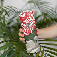 Personalised New Zealand Tuatara Christmas Skinny Tumbler Meri Kirihimete Aotearoa Maori Mix Pohutukawa LT14 - Polynesian Pride