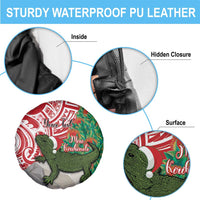 Personalised New Zealand Tuatara Christmas Spare Tire Cover Meri Kirihimete Aotearoa Maori Mix Pohutukawa LT14 - Polynesian Pride