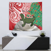 Personalised New Zealand Tuatara Christmas Tapestry Meri Kirihimete Aotearoa Maori Mix Pohutukawa LT14 - Polynesian Pride