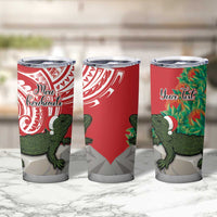 Personalised New Zealand Tuatara Christmas Tumbler Cup Meri Kirihimete Aotearoa Maori Mix Pohutukawa LT14 - Polynesian Pride