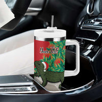 Personalised New Zealand Tuatara Christmas Tumbler With Handle Meri Kirihimete Aotearoa Maori Mix Pohutukawa LT14 - Polynesian Pride