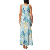Pastel Cyan Tropical Hawaii Family Matching Tank Maxi Dress and Hawaiian Shirt Seamless Monstera Plumeria Hawaiian Pattern LT14 - Polynesian Pride