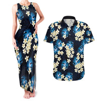 Blue Tropical Hawaii Couples Matching Tank Maxi Dress and Hawaiian Shirt Seamless Monstera Plumeria Hawaiian Pattern LT14 Blue - Polynesian Pride