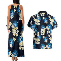 Blue Tropical Hawaii Couples Matching Tank Maxi Dress and Hawaiian Shirt Seamless Monstera Plumeria Hawaiian Pattern LT14 - Polynesian Pride