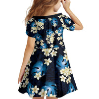 Blue Tropical Hawaii Family Matching Off The Shoulder Long Sleeve Dress and Hawaiian Shirt Seamless Monstera Plumeria Hawaiian Pattern LT14 - Polynesian Pride