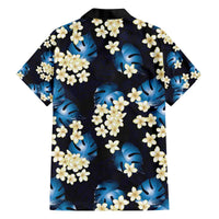 Blue Tropical Hawaii Family Matching Off The Shoulder Long Sleeve Dress and Hawaiian Shirt Seamless Monstera Plumeria Hawaiian Pattern LT14 - Polynesian Pride