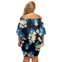 Blue Tropical Hawaii Family Matching Off Shoulder Short Dress and Hawaiian Shirt Seamless Monstera Plumeria Hawaiian Pattern LT14 - Polynesian Pride
