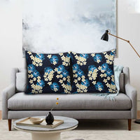 Blue Tropical Hawaii Pillow Cover Seamless Monstera Plumeria Hawaiian Pattern - Polynesian Pride