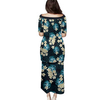 Dark Cyan Tropical Hawaii Family Matching Puletasi and Hawaiian Shirt Seamless Monstera Plumeria Hawaiian Pattern LT14 - Polynesian Pride