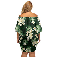 Green Tropical Hawaii Family Matching Off Shoulder Short Dress and Hawaiian Shirt Seamless Monstera Plumeria Hawaiian Pattern LT14 - Polynesian Pride