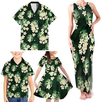 Green Tropical Hawaii Family Matching Tank Maxi Dress and Hawaiian Shirt Seamless Monstera Plumeria Hawaiian Pattern LT14 - Polynesian Pride