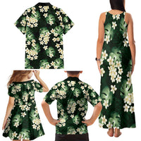 Green Tropical Hawaii Family Matching Tank Maxi Dress and Hawaiian Shirt Seamless Monstera Plumeria Hawaiian Pattern LT14 - Polynesian Pride
