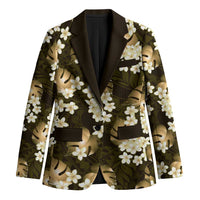 Gold Tropical Hawaii Blazer Seamless Monstera Plumeria Hawaiian Pattern - Polynesian Pride