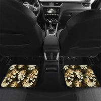 Gold Tropical Hawaii Car Mats Seamless Monstera Plumeria Hawaiian Pattern - Polynesian Pride