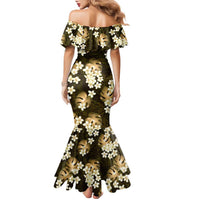 Gold Tropical Hawaii Family Matching Mermaid Dress and Hawaiian Shirt Seamless Monstera Plumeria Hawaiian Pattern LT14 - Polynesian Pride