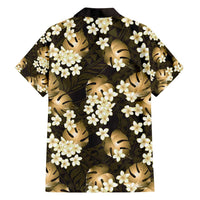 Gold Tropical Hawaii Family Matching Off Shoulder Short Dress and Hawaiian Shirt Seamless Monstera Plumeria Hawaiian Pattern LT14 - Polynesian Pride