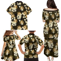 Gold Tropical Hawaii Family Matching Puletasi and Hawaiian Shirt Seamless Monstera Plumeria Hawaiian Pattern LT14 - Polynesian Pride