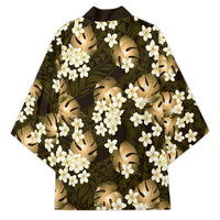 Gold Tropical Hawaii Kimono Seamless Monstera Plumeria Hawaiian Pattern - Polynesian Pride