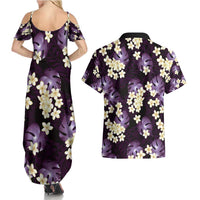 Purple Tropical Hawaii Couples Matching Summer Maxi Dress and Hawaiian Shirt Seamless Monstera Plumeria Hawaiian Pattern LT14 - Polynesian Pride