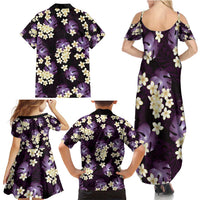 Purple Tropical Hawaii Family Matching Summer Maxi Dress and Hawaiian Shirt Seamless Monstera Plumeria Hawaiian Pattern LT14 - Polynesian Pride