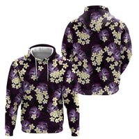 Purple Tropical Hawaii Hoodie Seamless Monstera Plumeria Hawaiian Pattern - Polynesian Pride