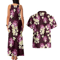 Pink Tropical Hawaii Couples Matching Tank Maxi Dress and Hawaiian Shirt Seamless Monstera Plumeria Hawaiian Pattern LT14 - Polynesian Pride