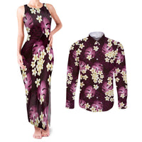 Pink Tropical Hawaii Couples Matching Tank Maxi Dress and Long Sleeve Button Shirt Seamless Monstera Plumeria Hawaiian Pattern LT14 Pink - Polynesian Pride