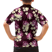 Pink Tropical Hawaii Family Matching Off The Shoulder Long Sleeve Dress and Hawaiian Shirt Seamless Monstera Plumeria Hawaiian Pattern LT14 - Polynesian Pride