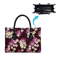 Pink Tropical Hawaii Leather Bag Seamless Monstera Plumeria Hawaiian Pattern - Polynesian Pride