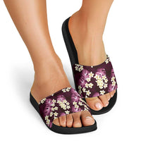 Pink Tropical Hawaii Slide Sandals Seamless Monstera Plumeria Hawaiian Pattern - Polynesian Pride