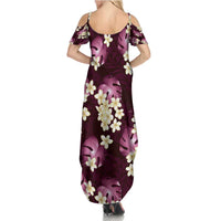 Pink Tropical Hawaii Summer Maxi Dress Seamless Monstera Plumeria Hawaiian Pattern - Polynesian Pride