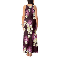 Pink Tropical Hawaii Tank Maxi Dress Seamless Monstera Plumeria Hawaiian Pattern - Polynesian Pride