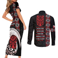 Aotearoa Toitu Te Tiriti Couples Matching Short Sleeve Bodycon Dress and Long Sleeve Button Shirt Honour The Treaty Maori Haka LT14 - Polynesian Pride