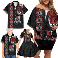 Aotearoa Toitu Te Tiriti Family Matching Off Shoulder Short Dress and Hawaiian Shirt Honour The Treaty Maori Haka LT14 - Polynesian Pride