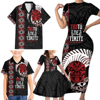 Aotearoa Toitu Te Tiriti Family Matching Short Sleeve Bodycon Dress and Hawaiian Shirt Honour The Treaty Maori Haka LT14 - Polynesian Pride