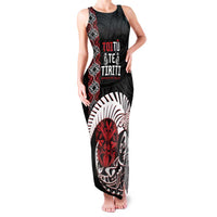 Aotearoa Toitu Te Tiriti Family Matching Tank Maxi Dress and Hawaiian Shirt Honour The Treaty Maori Haka LT14 Mom's Dress Black - Polynesian Pride
