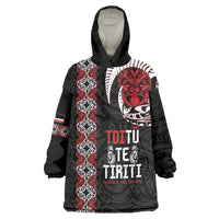 Aotearoa Toitu Te Tiriti Wearable Blanket Hoodie Honour The Treaty Maori Haka LT14 One Size Black - Polynesian Pride