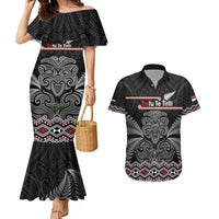 Aotearoa Toitu Te Tiriti Couples Matching Mermaid Dress and Hawaiian Shirt Stand Together! Stand Stronger! - NZ Tiki LT14 Black - Polynesian Pride