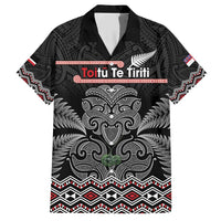 Aotearoa Toitu Te Tiriti Family Matching Short Sleeve Bodycon Dress and Hawaiian Shirt Stand Together! Stand Stronger! - NZ Tiki LT14 Dad's Shirt - Short Sleeve Black - Polynesian Pride