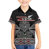 Aotearoa Toitu Te Tiriti Family Matching Short Sleeve Bodycon Dress and Hawaiian Shirt Stand Together! Stand Stronger! - NZ Tiki LT14 Son's Shirt Black - Polynesian Pride