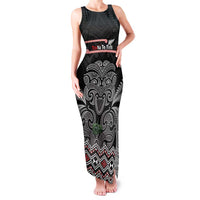 Aotearoa Toitu Te Tiriti Family Matching Tank Maxi Dress and Hawaiian Shirt Stand Together! Stand Stronger! - NZ Tiki LT14 Mom's Dress Black - Polynesian Pride