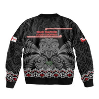Aotearoa Toitu Te Tiriti Sleeve Zip Bomber Jacket Stand Together! Stand Stronger! - NZ Tiki