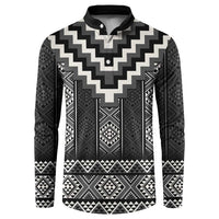 Black Taniko Aotearoa Button Sweatshirt Niho Taniwha Mix Poutama LT14