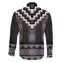 Black Taniko Aotearoa Family Matching Off The Shoulder Long Sleeve Dress and Hawaiian Shirt Niho Taniwha Mix Poutama LT14 - Polynesian Pride