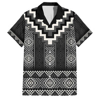 Black Taniko Aotearoa Family Matching Short Sleeve Bodycon Dress and Hawaiian Shirt Niho Taniwha Mix Poutama LT14 Dad's Shirt - Short Sleeve Black - Polynesian Pride