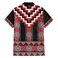 Red Taniko Aotearoa Family Matching Off Shoulder Short Dress and Hawaiian Shirt Niho Taniwha Mix Poutama LT14 - Polynesian Pride