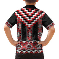 Red Taniko Aotearoa Family Matching Summer Maxi Dress and Hawaiian Shirt Niho Taniwha Mix Poutama LT14 - Polynesian Pride
