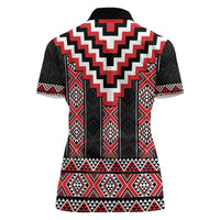 Red Taniko Aotearoa Women Polo Shirt Niho Taniwha Mix Poutama LT14