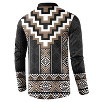 Brown Taniko Aotearoa Button Sweatshirt Niho Taniwha Mix Poutama LT14