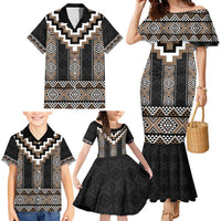 Brown Taniko Aotearoa Family Matching Mermaid Dress and Hawaiian Shirt Niho Taniwha Mix Poutama LT14 - Polynesian Pride